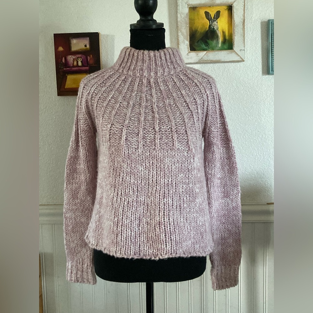 Moth Chunky Mock Neck Heather Lavender Sweater XS
